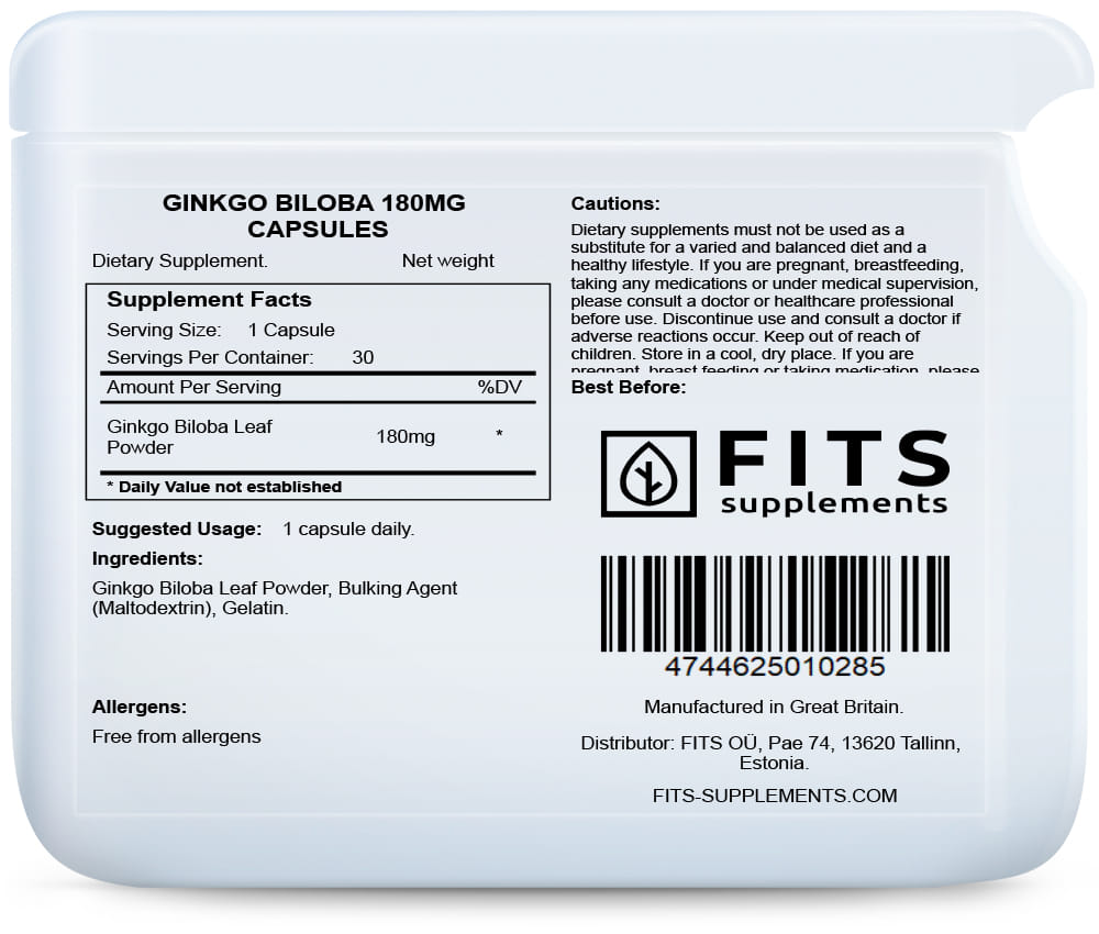 Ginkgo Biloba 180mg 30 capsules