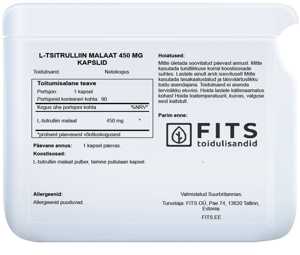 L-citrulino Malato 450mg kapsulės