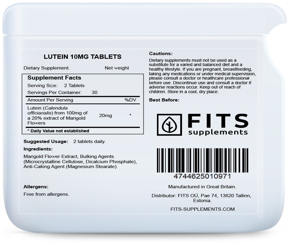 Lutein 10mg 60 tablets