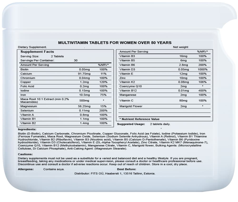 Multivitamin for Women Over 50 Years tabletės