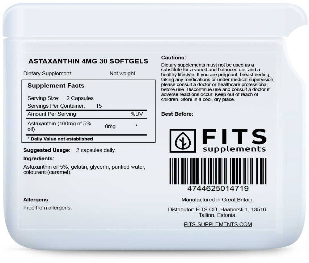 Astaxanthin 4mg 30 softgels
