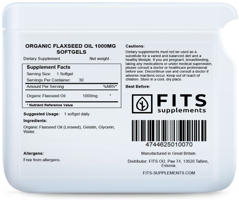 Flaxseed Oil 1000mg 30 softgels