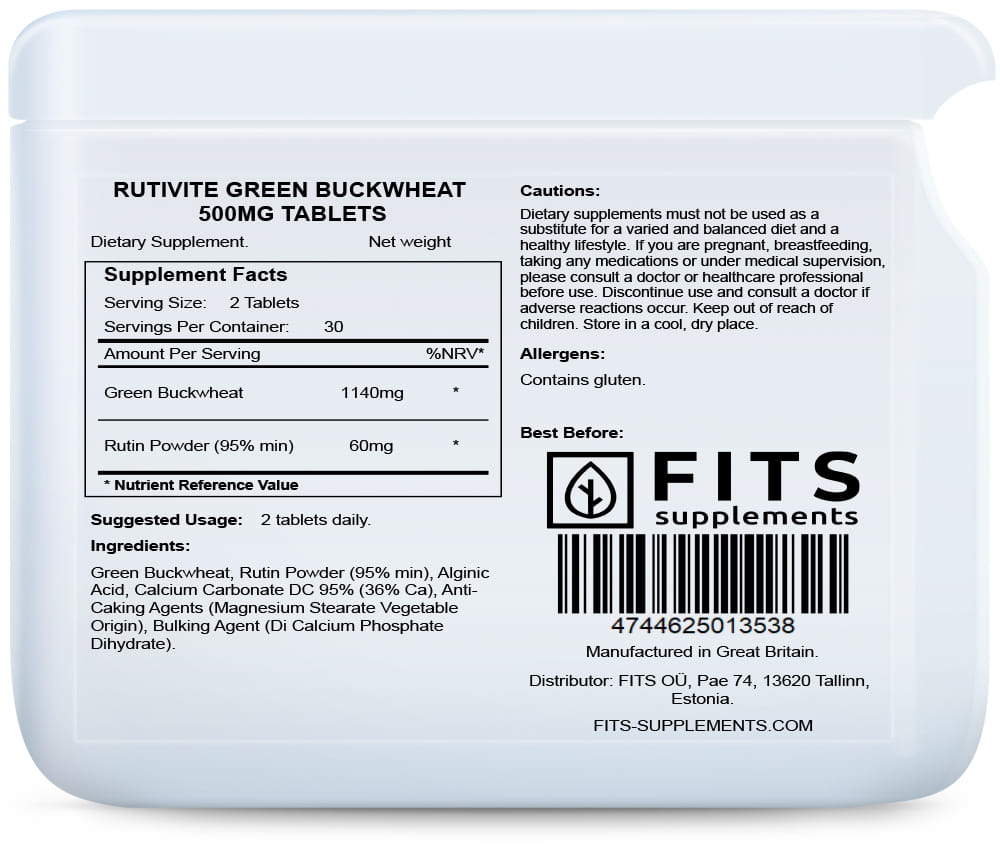 Rutivite Green Buckwheat 500mg 60 tablets