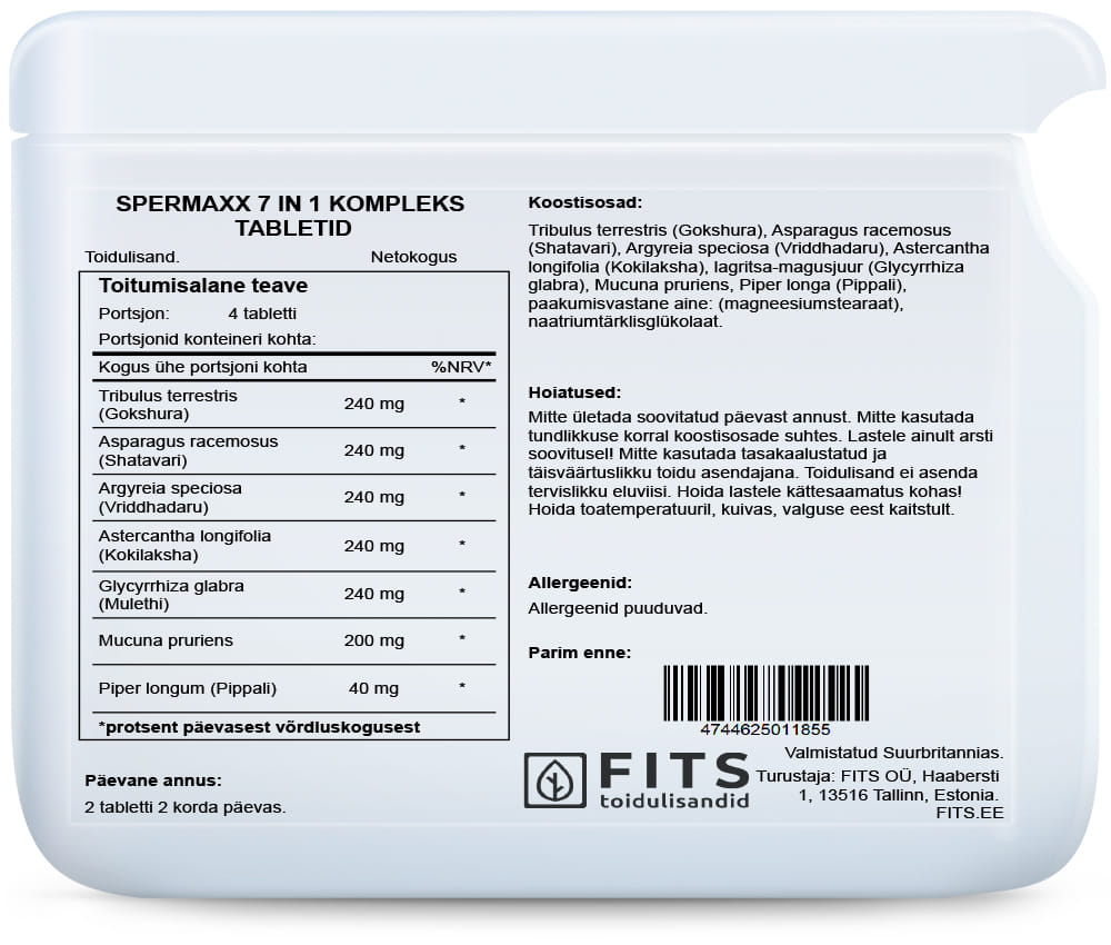 Sperm Boost 7 in 1 kompleksas, tabletės