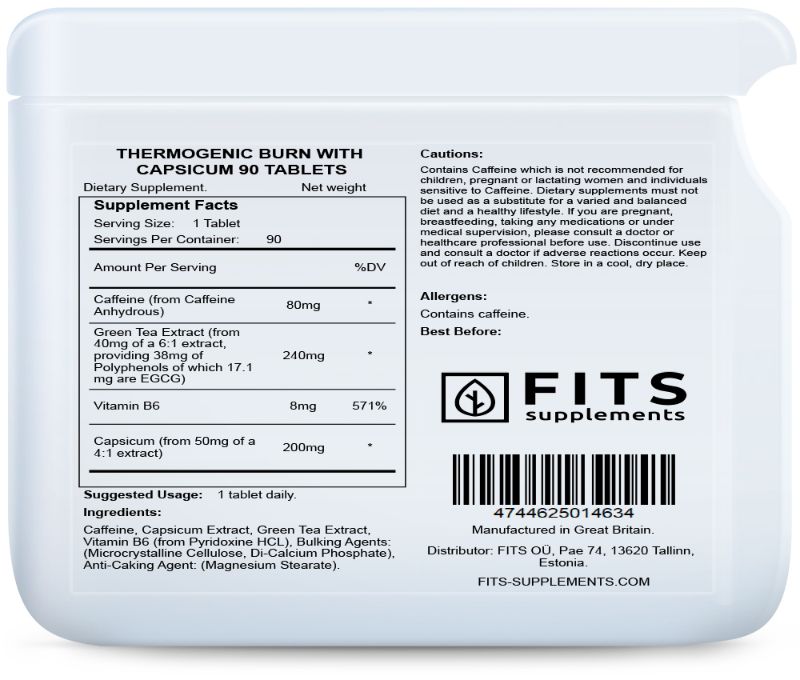 Thermogenic Burn with Capsicum 90 tabletės