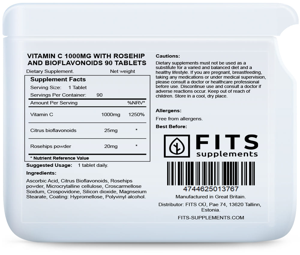 Vitamin C 1000mg with Rosehip and Bioflavonoids 90 tablets