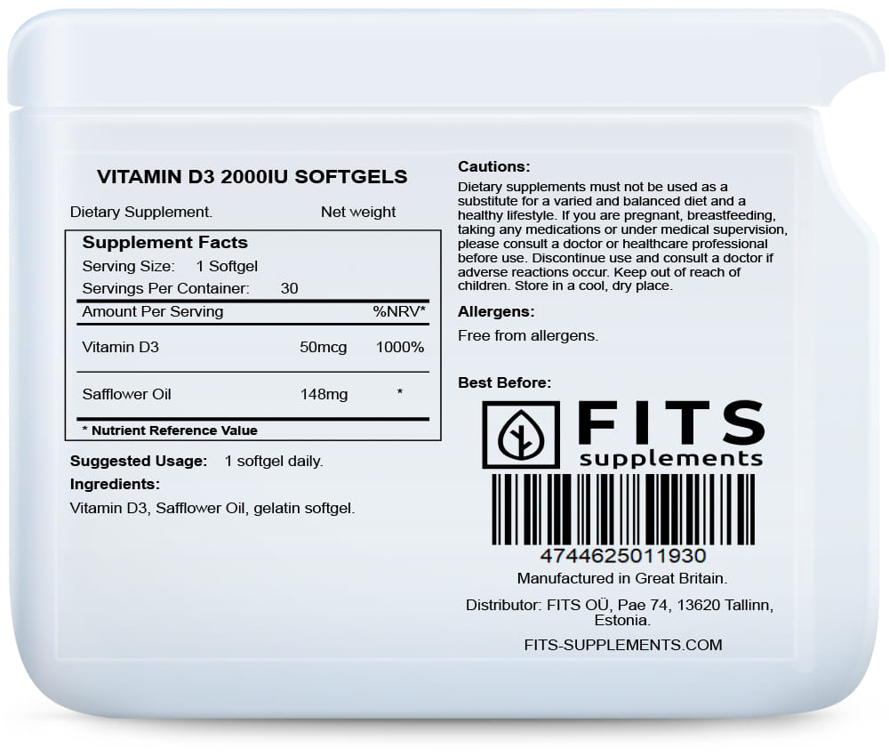 Vitamin D3 2000IU 30 softgels